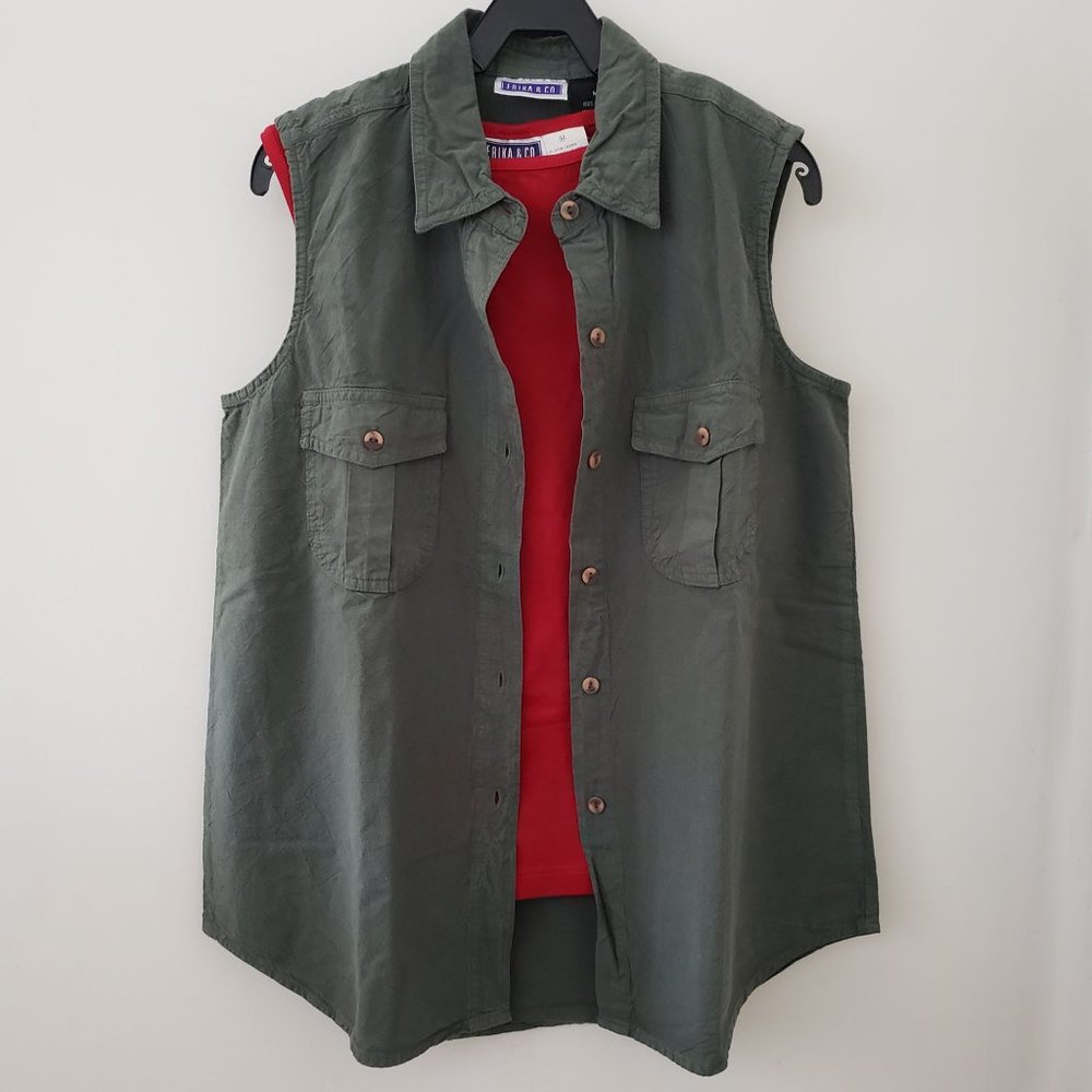 Buy Erika & Co. Military Green Vest Size M  get Free Red Tank Top Size M RN40299